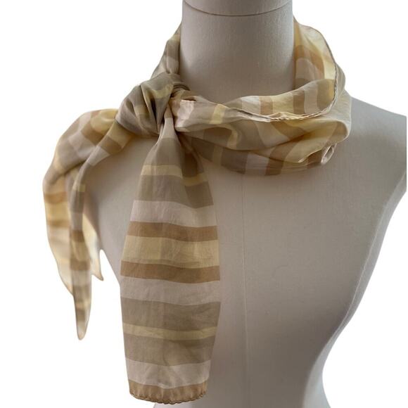 Liz Claiborne Anne Klein Women Scarves Beige Tan Pink Silk Classic Old Money‎ - Picture 1 of 10